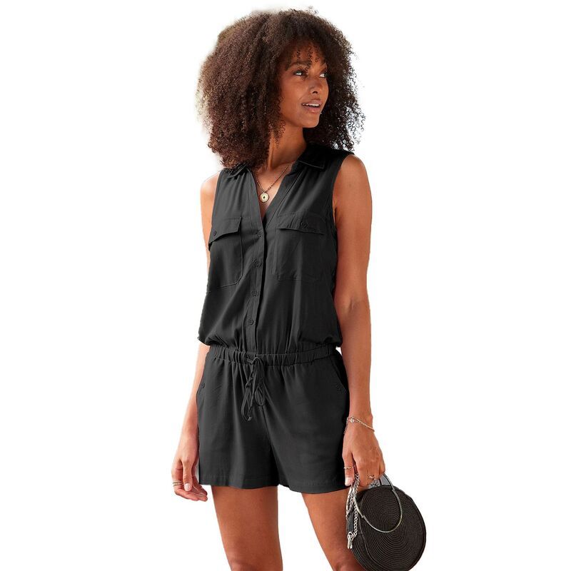 ラスカーナ レディース 水着 ボトムスのみ ロンパース ノースリーブ Lascana Womensleeveless Drawstring Romper Black ブラック