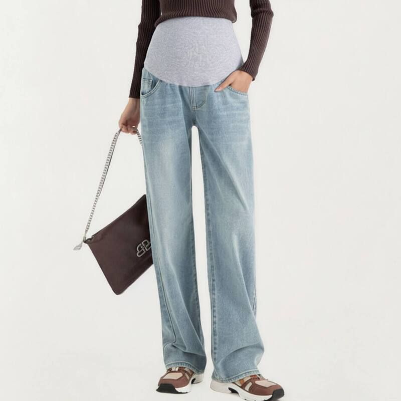 アンナカシ レディース ボトムス カジュアルパンツ ワイドレッグ マタニティ ジーンズ AnnaKaci Womens Maternity Full Panel Wide Leg Jeans with