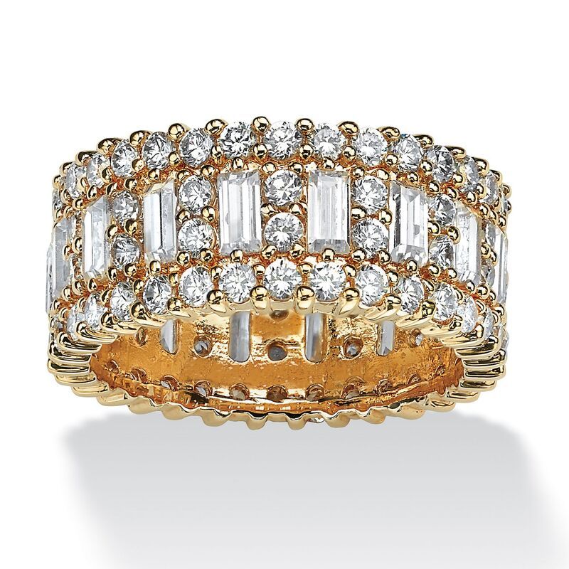 パームビーチジュエリー レディース アクセサリー リング PalmBeach Jewelry 480 TCW EmeraldCut Cubic Zirconia Yellow GoldPlated E