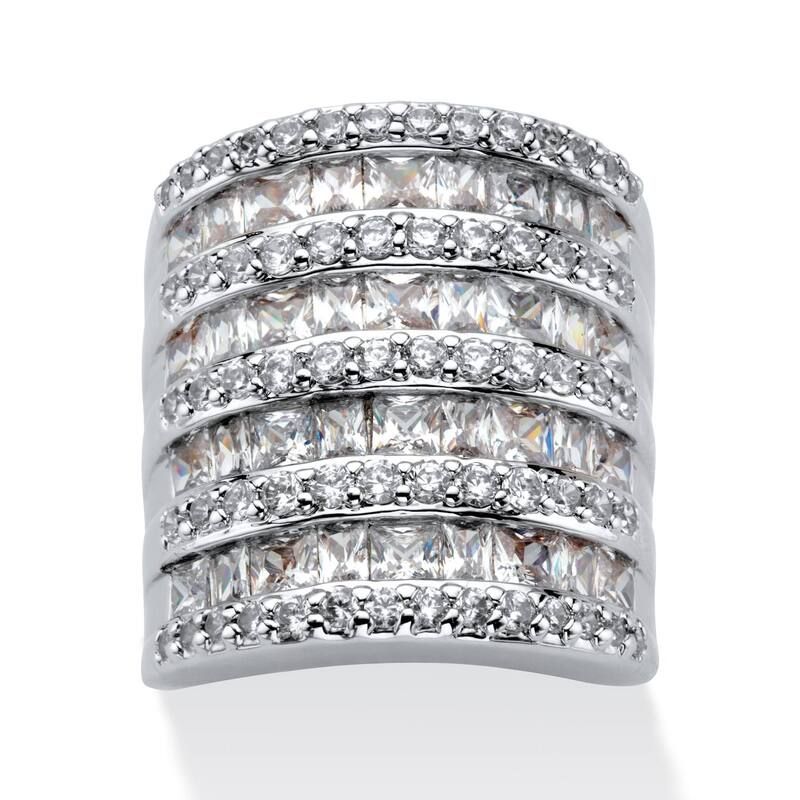 パームビーチジュエリー レディース アクセサリー リング PalmBeach Jewelry 626 TCW BaguetteCut and Round Cubic Zirconia Silverto