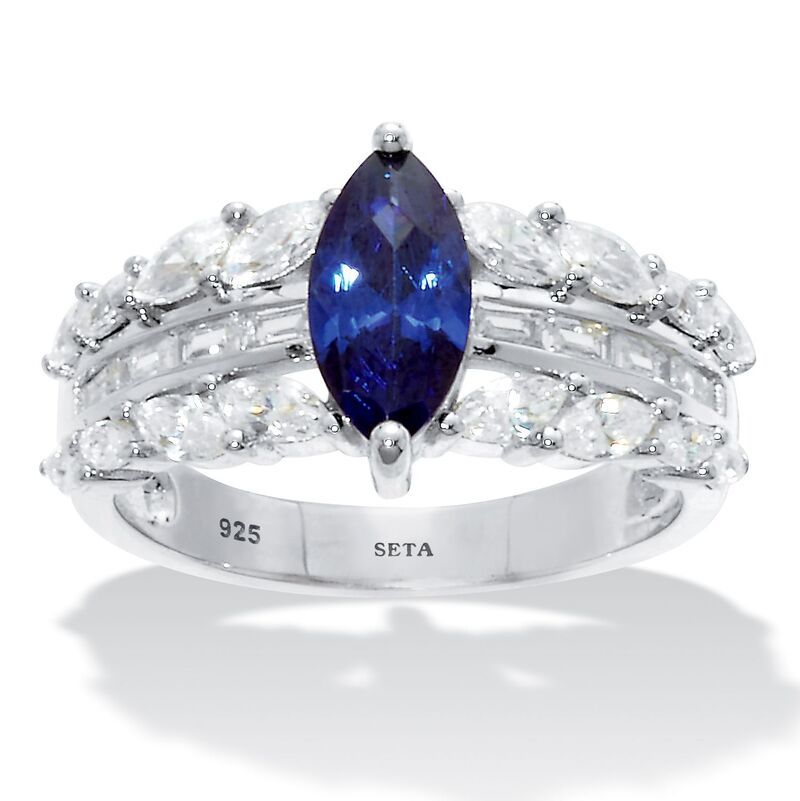 パームビーチジュエリー レディース アクセサリー リング PalmBeach Jewelry 308 TCW Cubic Zirconiand Simulated Sapphire Sterling