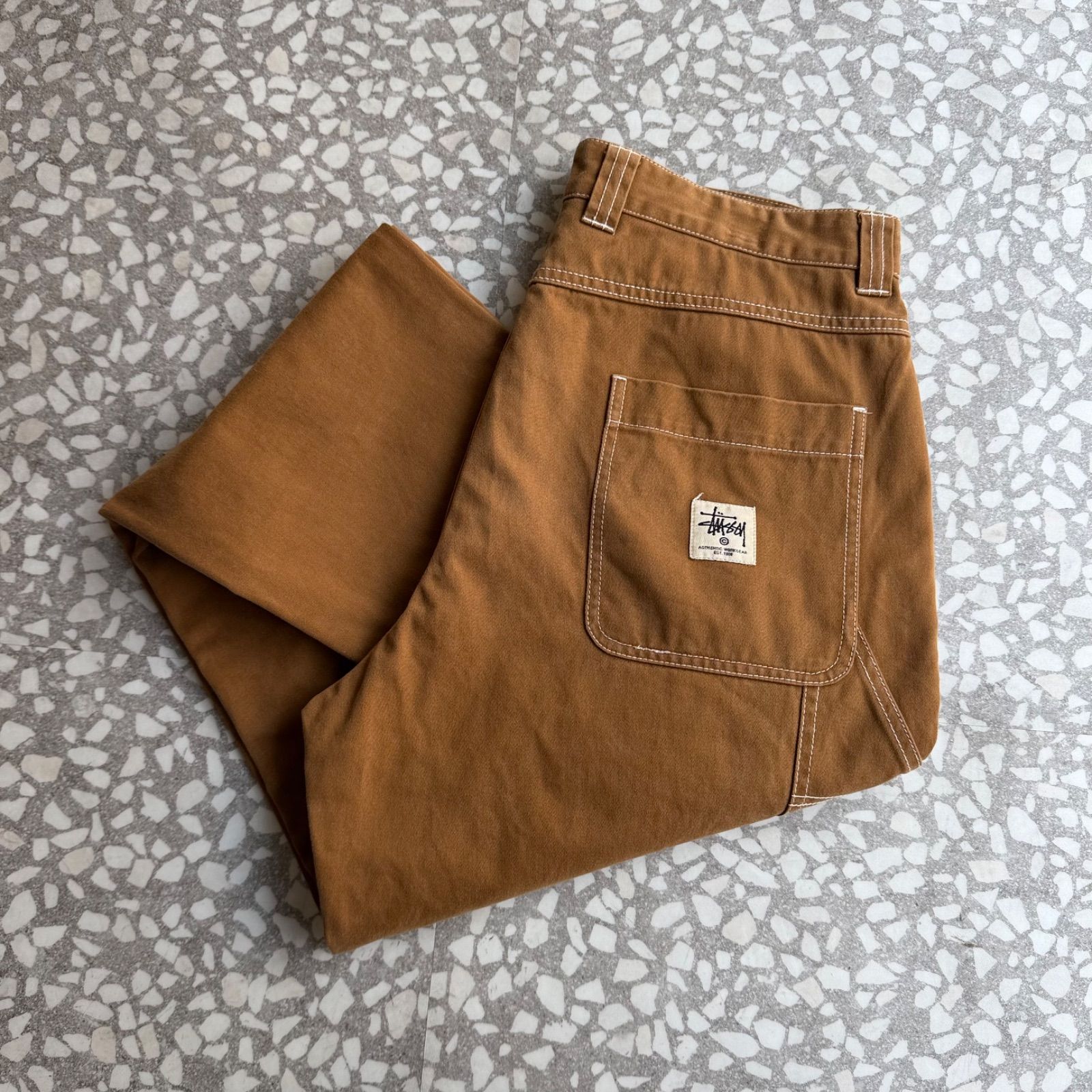 [ Archive アーカイブ Y2K ]STUSSY / CANVAS double knee size 32 ステューシー　ダブルニー　キャンバスペインター　ストリート　 ヒップホップ　バギーパンツ　sk8 横ノリ