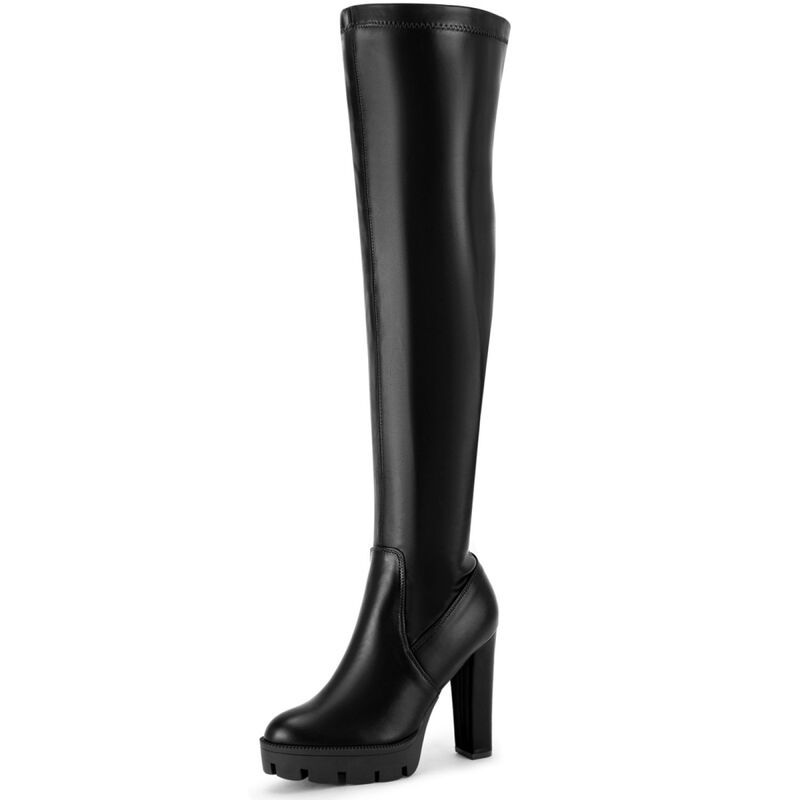 ブリスフルステップ レディース シューズ ブーツ・レインブーツ プラットフォームブーツ プラットフォーム ヒール BLISSFUL STEP Thigh Boot Chunky Heels Over