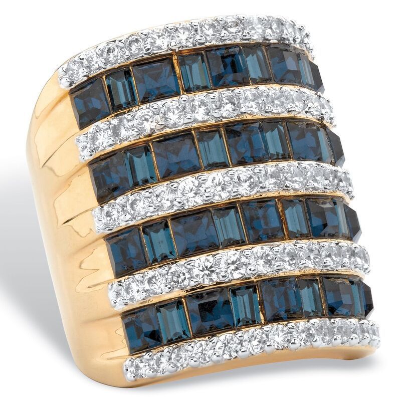 パームビーチジュエリー レディース アクセサリー リング PalmBeach Jewelry 918 Cttw GoldPlated Simulated Blue Sapphire and Cubic