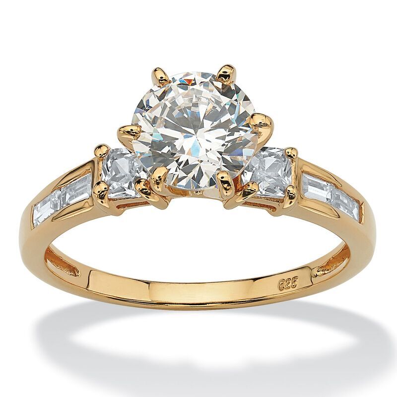 パームビーチジュエリー レディース アクセサリー リング PalmBeach Jewelry 214 TCW Round Cubic Zirconia 14k Goldplated Sterling