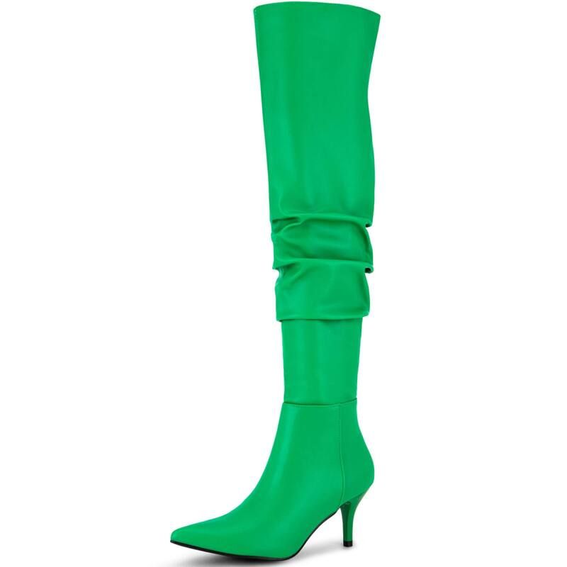 ブリスフルステップ レディース シューズ ブーツ・レインブーツ ヒール BLISSFUL STEPointed Toe Slouchestiletto Heels Over the Knee High