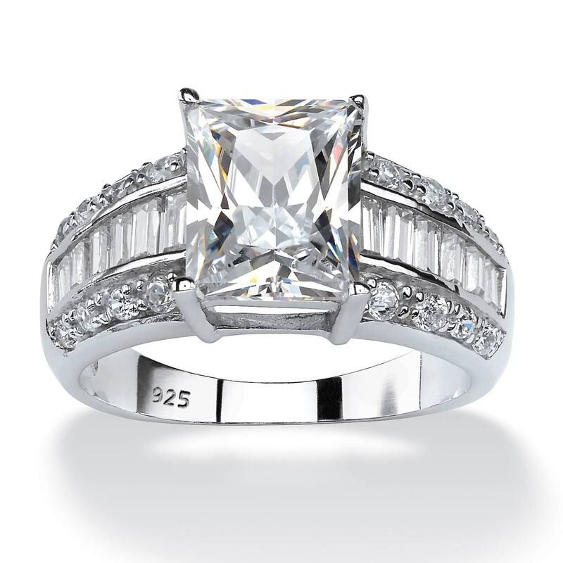 パームビーチジュエリー レディース アクセサリー リング PalmBeach Jewelry 495 TCW EmeraldCut Cubic Zirconia Ring in Platinumpla