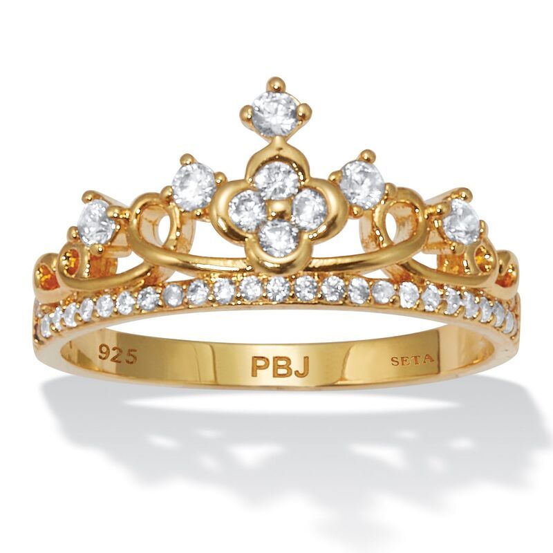 パームビーチジュエリー レディース アクセサリー リング PalmBeach Jewelry 41 TCW Round Cubic Zirconia Crown Ringold ゴールド