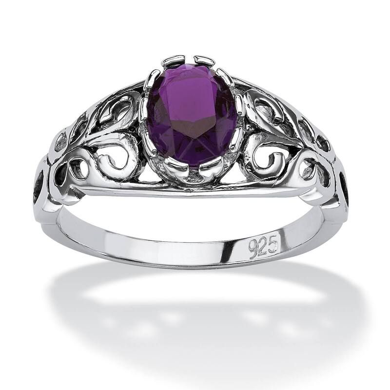 パームビーチジュエリー レディース アクセサリー リング PalmBeach Jewelry Simulated Birthstone Sterling Silvering February Amet