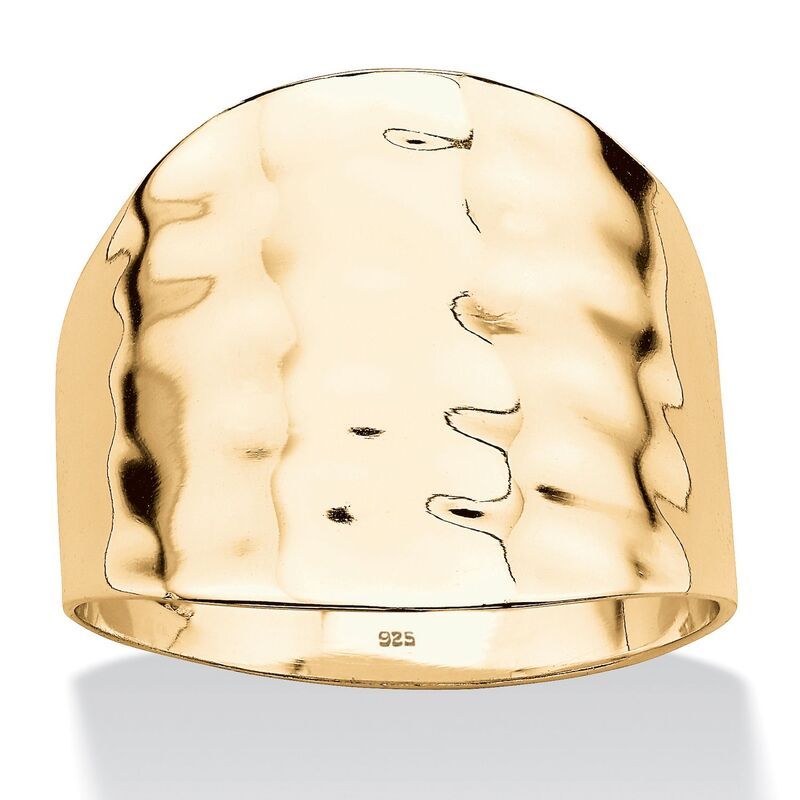 パームビーチジュエリー レディース アクセサリー リング PalmBeach Jewelry GoldPlated Sterling Silver HammeredStyle Cigar Band Y