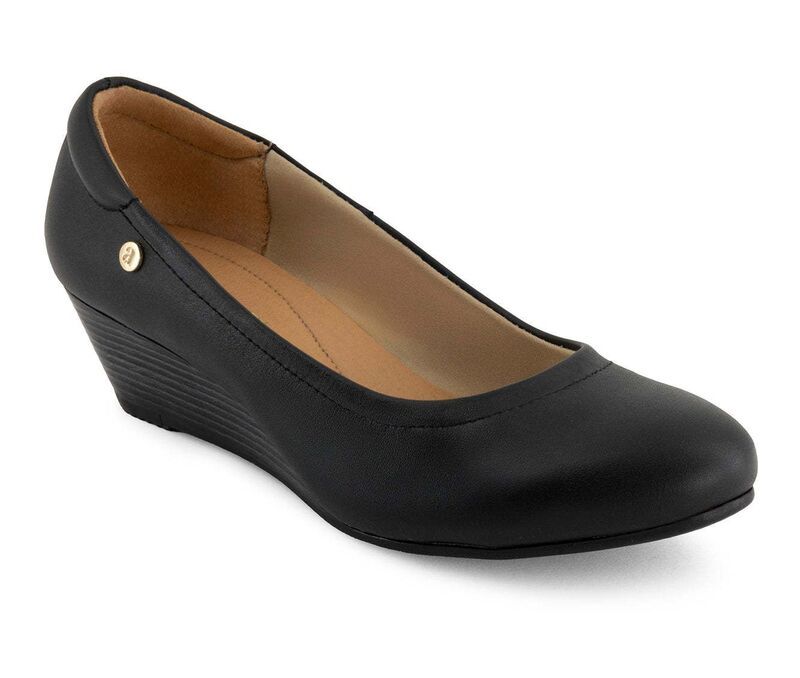 アンドレア レディース シューズ スリッポン・ローファー レザー Andrea Womens Leather Wedge Loafers 62604 Black ブラック
