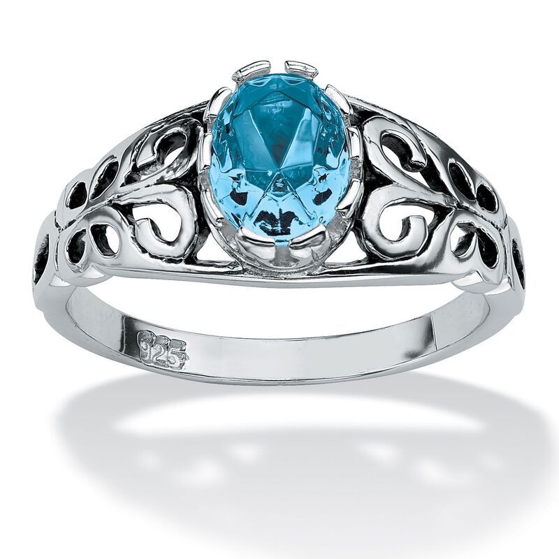 パームビーチジュエリー レディース アクセサリー リング PalmBeach Jewelry Simulated Birthstone Sterling Silvering March Aquamar