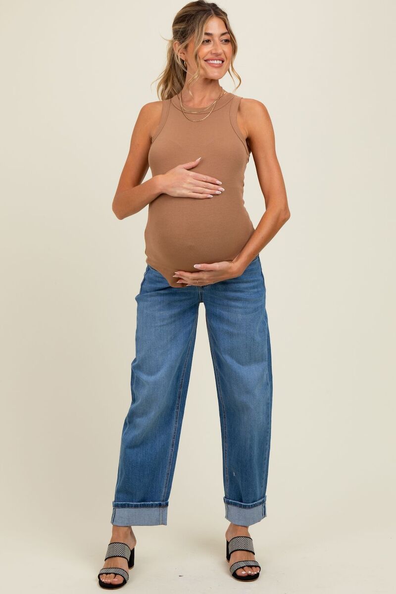 ピンクブラッシュ レディース ボトムス デニムパンツ マタニティ ジーンズ PinkBlush Maternity Rolled Cuffed Barreleg Maternity Jeans Nav
