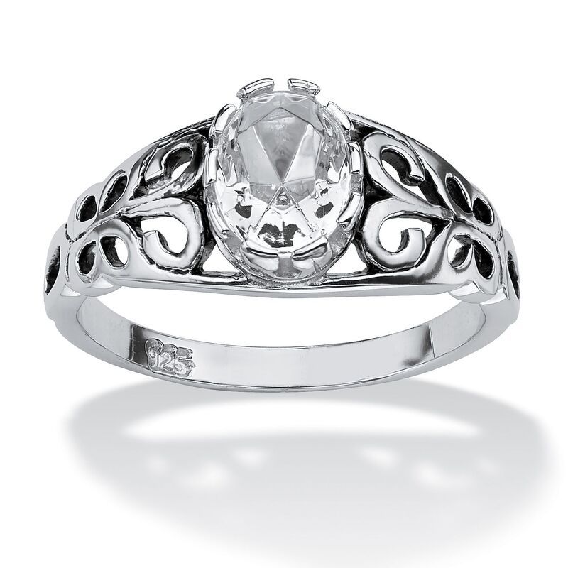 パームビーチジュエリー レディース アクセサリー リング PalmBeach Jewelry Simulated Birthstone Sterling Silvering April Diamond
