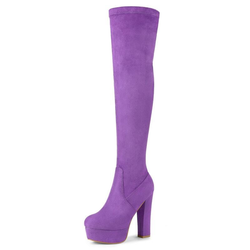 アレグラ ケー レディース シューズ ブーツ・レインブーツ プラットフォーム ヒール ALLEGRA K Womens Platform Block Heel over Knee High Boots