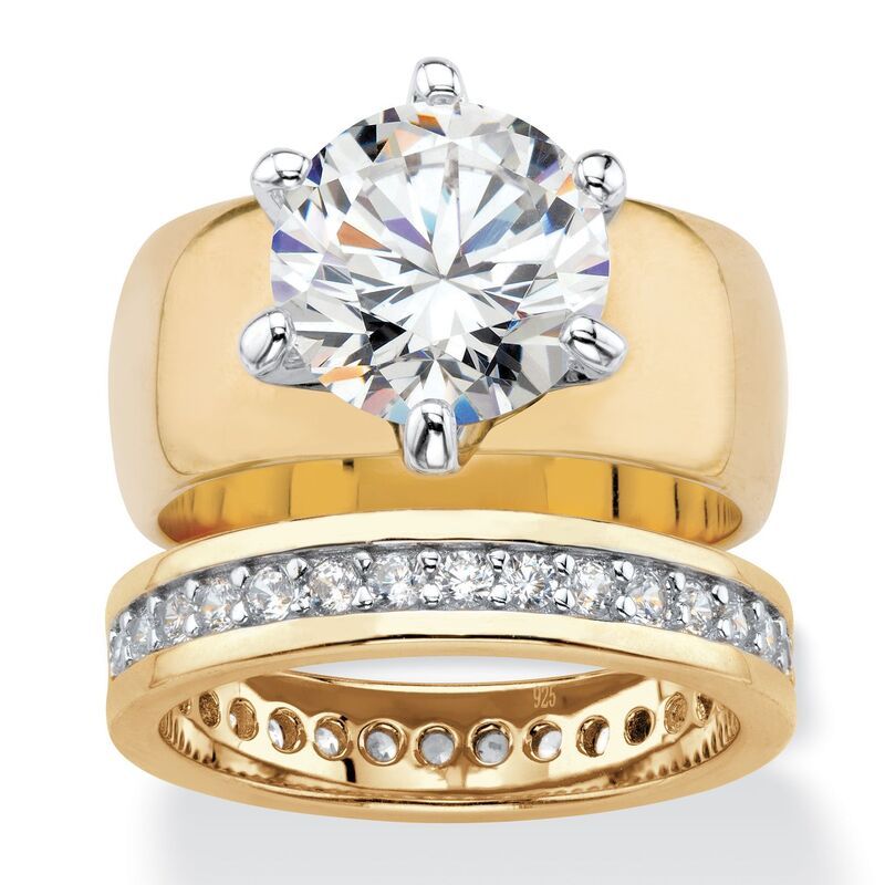 パームビーチジュエリー レディース アクセサリー リング PalmBeach Jewelry 480 Cttw CZ GoldPlated 2Piece Solitaire and Eternity