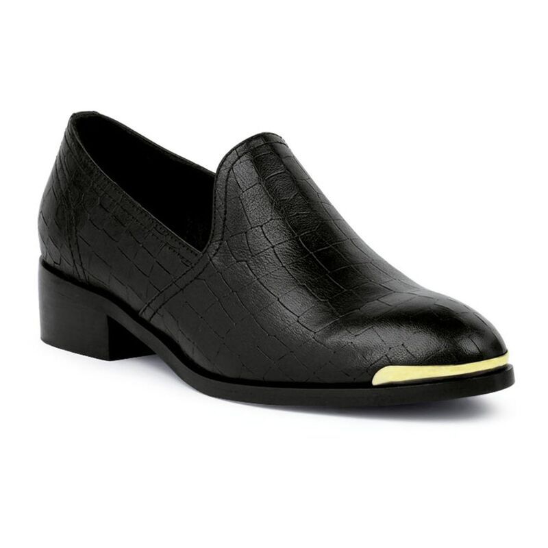 ラグアンドコー レディース シューズ スリッポン・ローファー レザー Rag Co LILLIAMetal Highlight Womens Leather Loafers Black ブラック