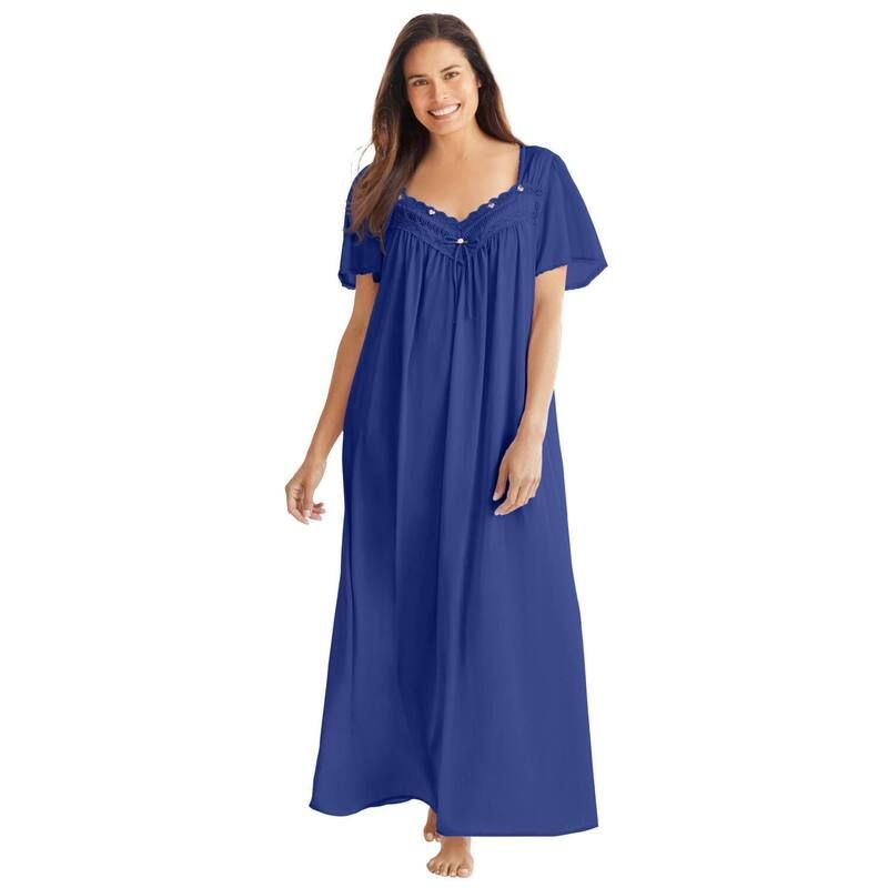 オンリーネセシティーズ レディース アンダーウェア ナイトウェア プラスサイズ シルク レース Only Necessities Plusize Long Silky LaceTrim Gown Ul