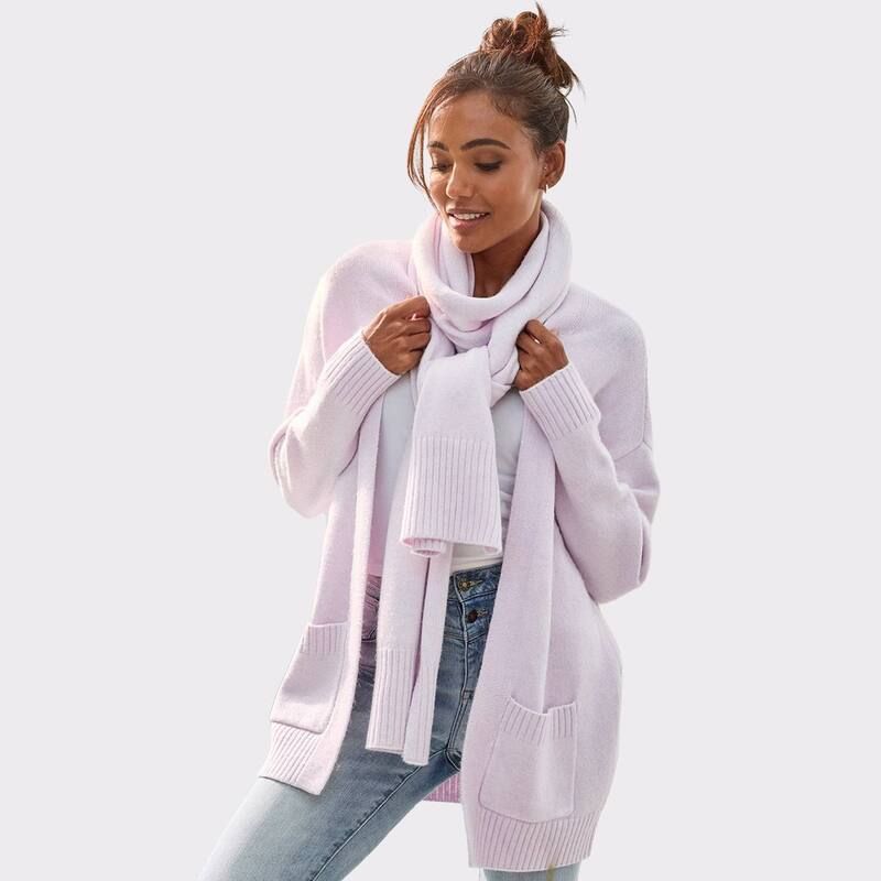 ラスカーナ レディース アウター ニット・セーター カーディガン Lascana Womens Cardigan Scarf Set Lilac Heather ヘザー