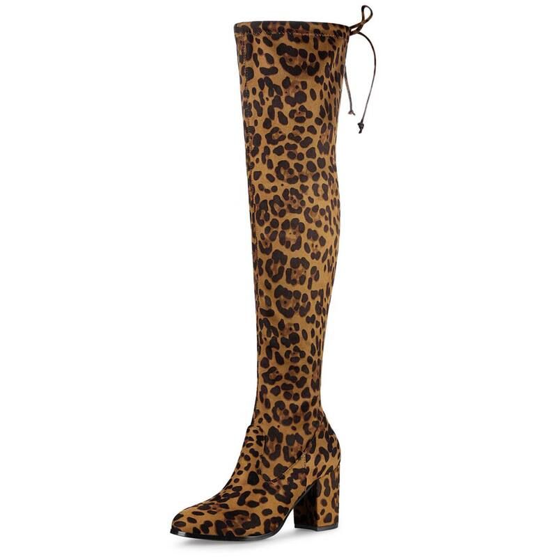 アレグラ ケー レディース シューズ ブーツ・レインブーツ ヒール ALLEGRA K Womens Round Toe Chunky Heel Over the Knee High Boots Le