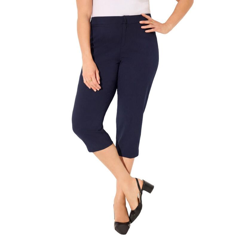 キャサリンズ レディース ボトムス カジュアルパンツ プラスサイズ キャップ Catherines Womens Plusize Right Fit Curvy Capri Midnight