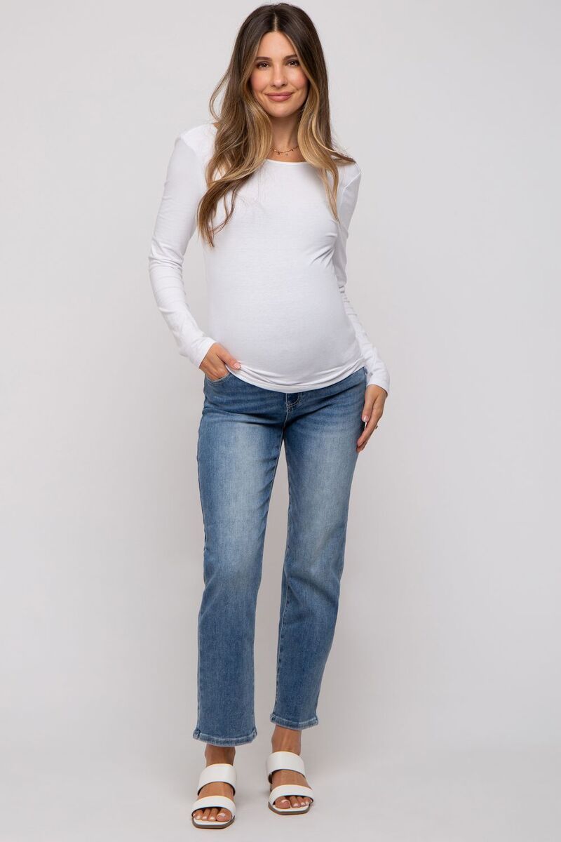 ピンクブラッシュ レディース ボトムス デニムパンツ マタニティ ジーンズ PinkBlush Maternity Straight Crop Maternity Jeans Blue ブルー