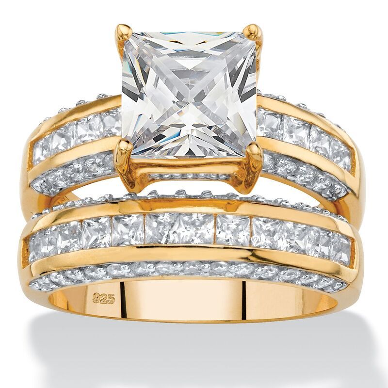 パームビーチジュエリー レディース アクセサリー リング PalmBeach Jewelry 331 TCW CZ 14k Goldplated Sterling Silver 2Piece Chan