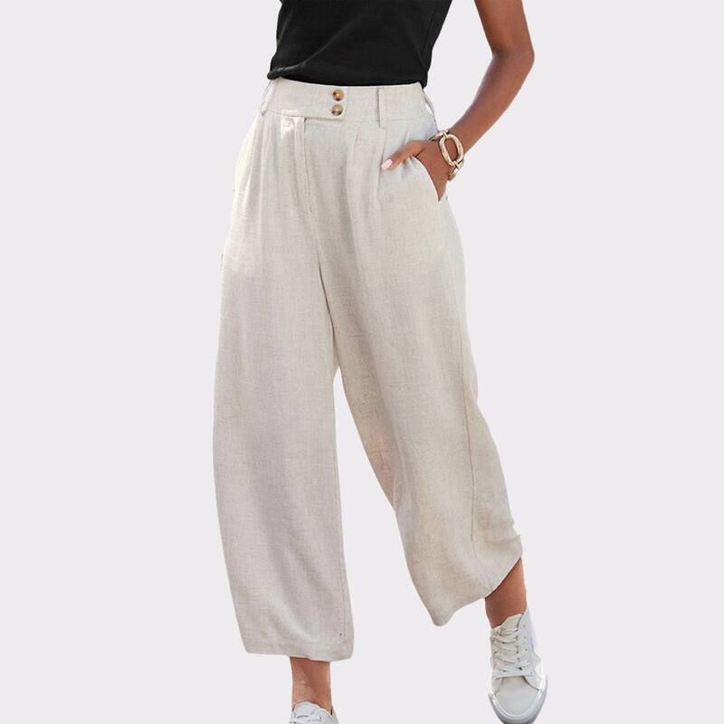 ラスカーナ レディース ボトムス カジュアルパンツ ワイドレッグ リネン Lascana Womens Wide Leg Linen Pantsand サンド