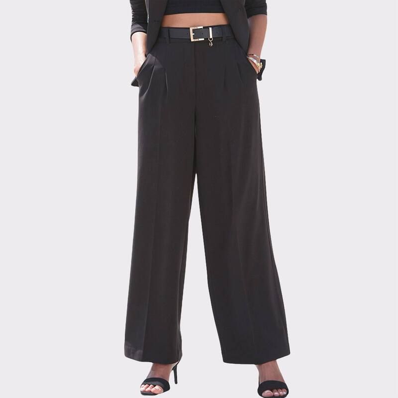 ラスカーナ レディース ボトムス カジュアルパンツ ワイドレッグ プリーツ Lascana Womens Pleated Wide Leg Trouser Black ブラック 18,855円