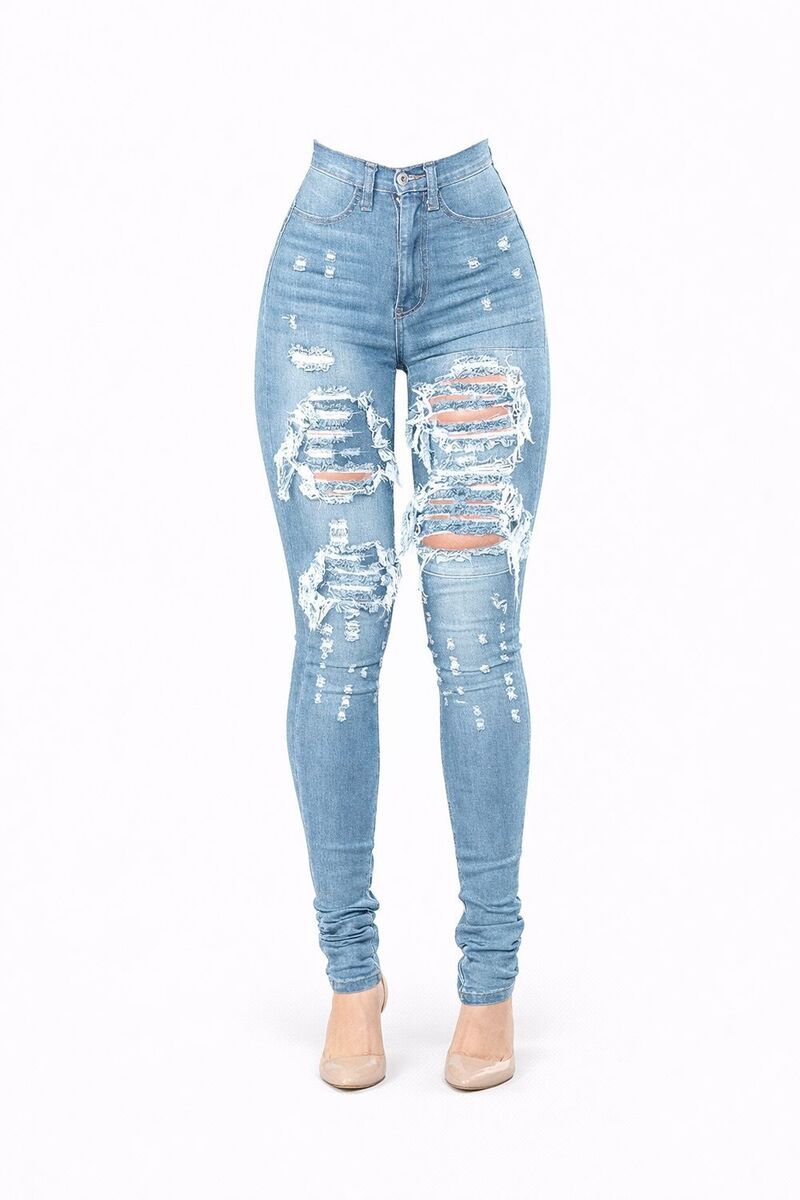 メガリテイラー レディース ボトムス デニムパンツ ジーンズ MegaRetailer Women Casual Stretch Skinny Jeans Light Blue ブルー