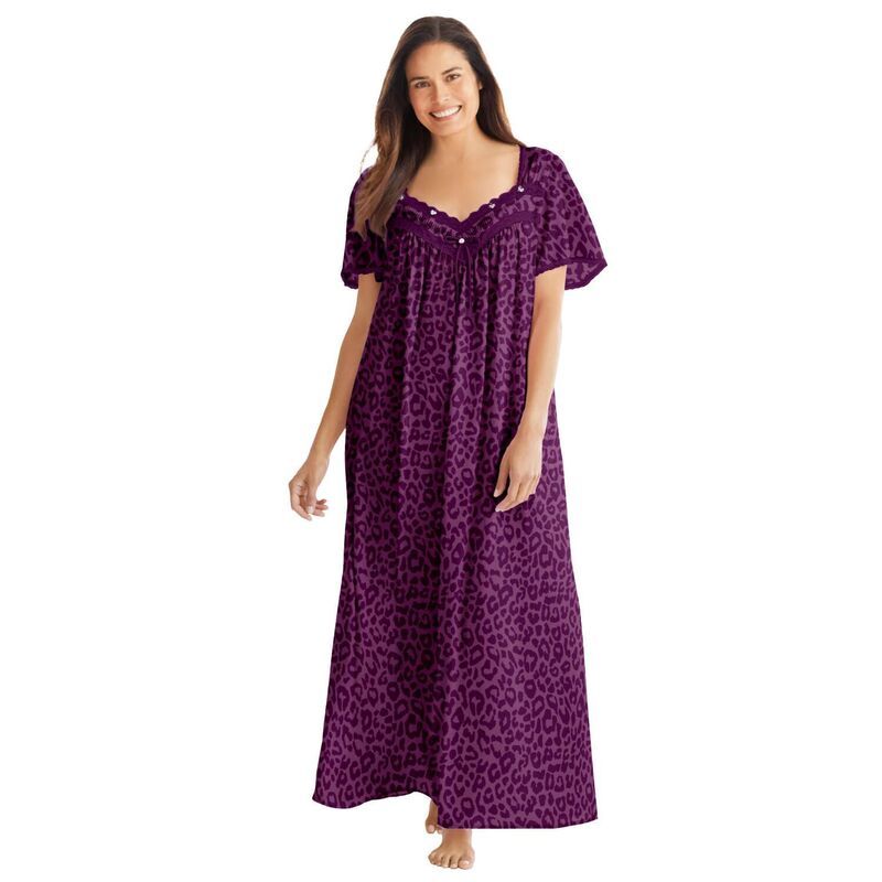 オンリーネセシティーズ レディース アンダーウェア ナイトウェア プラスサイズ シルク レース Only Necessities Plusize Long Silky LaceTrim Gown Da