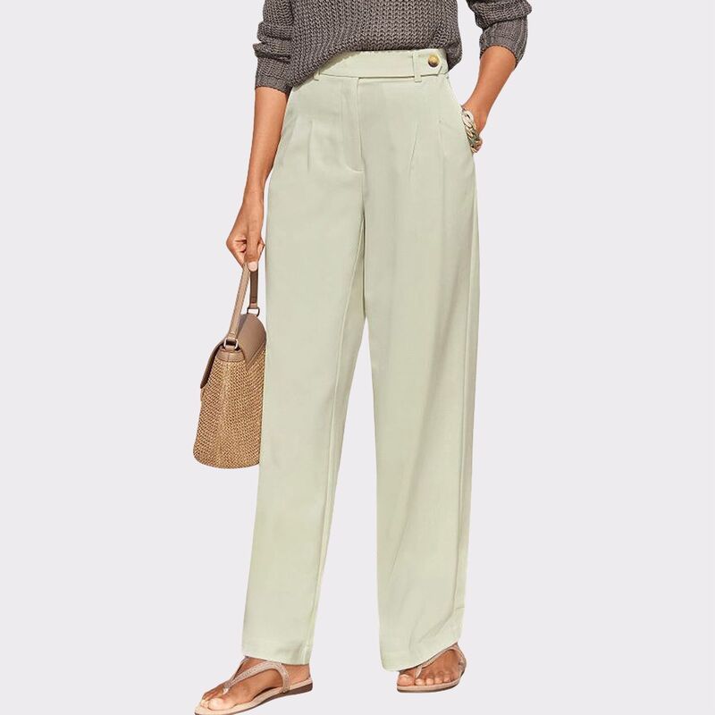 ラスカーナ レディース ボトムス カジュアルパンツ ワイドレッグ プリーツ Lascana Womens Pleated Wide Leg Trouser Light Green グリーン