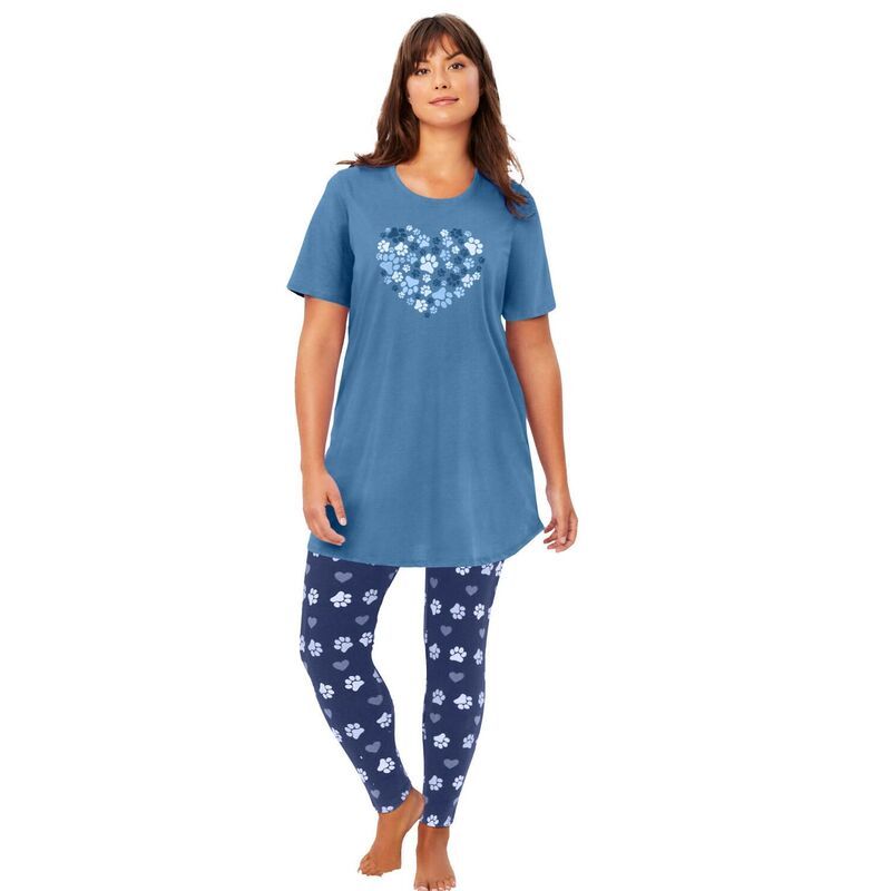 ドリームスアンドコー レディース アンダーウェア ナイトウェア プラスサイズ グラフィック Dreams Co Plusize Graphic Tunic PJ Set Dusty Indigo An
