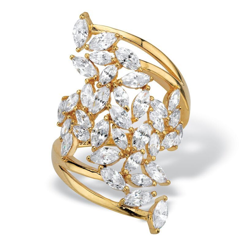 パームビーチジュエリー レディース アクセサリー リング PalmBeach Jewelry 425 Cttw 14k Goldplated Sterling Silver Marquise Cubi