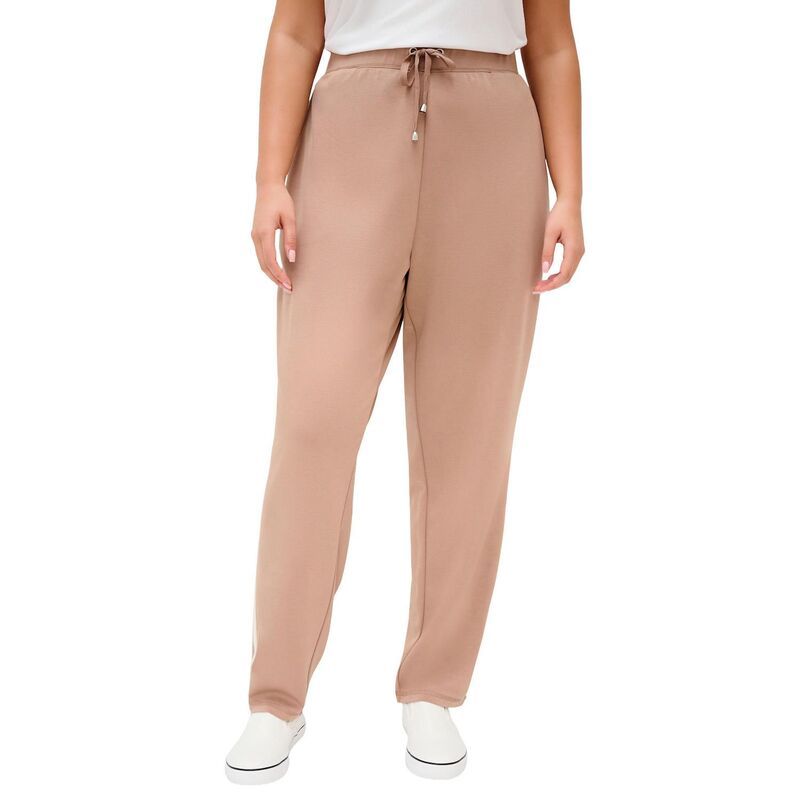 キャサリンズ レディース ボトムス カジュアルパンツ プラスサイズ スキューバ Catherines Womens Plusize Refined Scuba Pant Camel Ivory アイボ