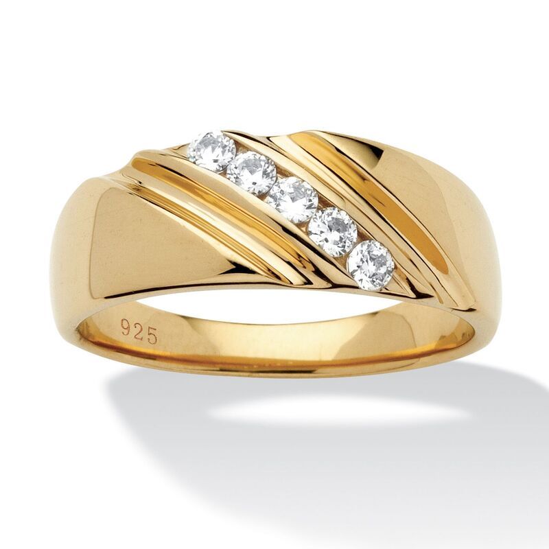 パームビーチジュエリー レディース アクセサリー リング PalmBeach Jewelry Mens 50 TCW Cubic Zirconia Diagonal RngPlated Sterlin