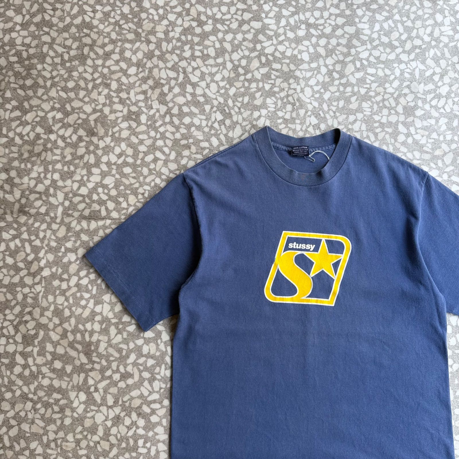 [ Archive アーカイブ Y2K ] STUSSY / 90’s usa製 STAR design T-shirt size L オールドステューシー　Tシャツ　紺タグ　シングルステッチ　星　ストリート スター　男女兼用　半袖Tシャツ　sk8