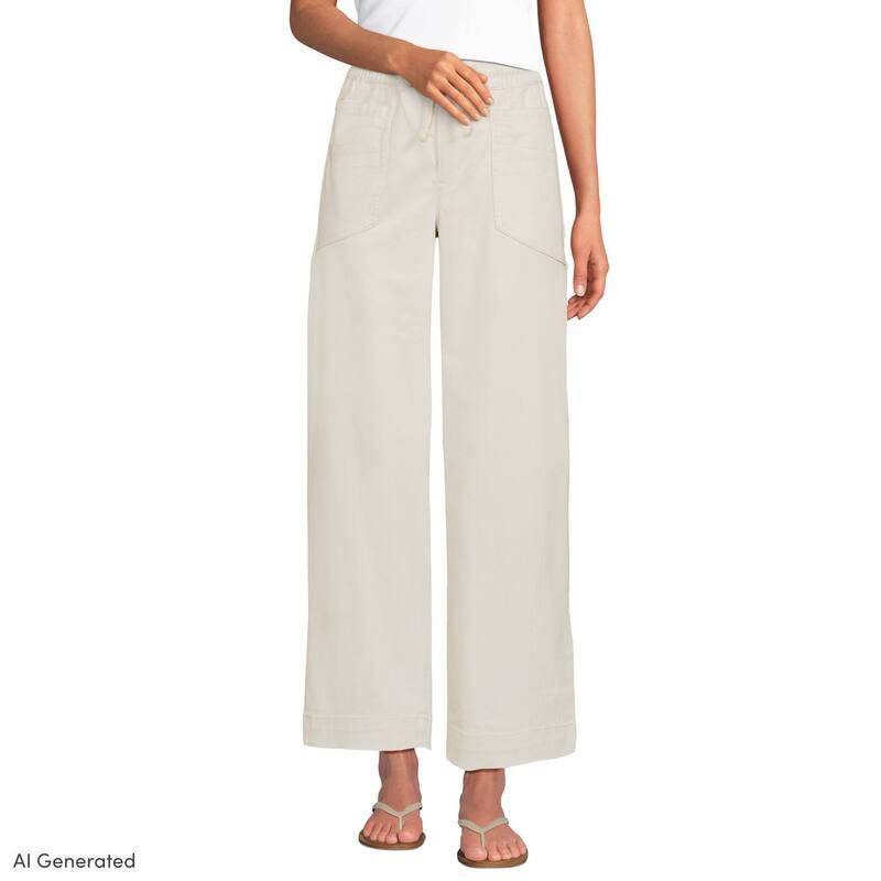 ランズエンド レディース ボトムス カジュアルパンツ プチ アンクル Petite Lands End Herringbone Chino HighRise Straight Drawstring A