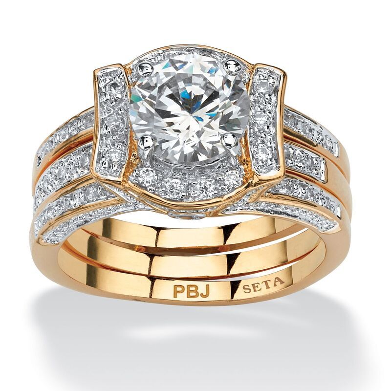 パームビーチジュエリー レディース アクセサリー リング ジャケット PalmBeach Jewelry 237 TCW Cubic Zirconia 2Piece Jacket Bridal Set