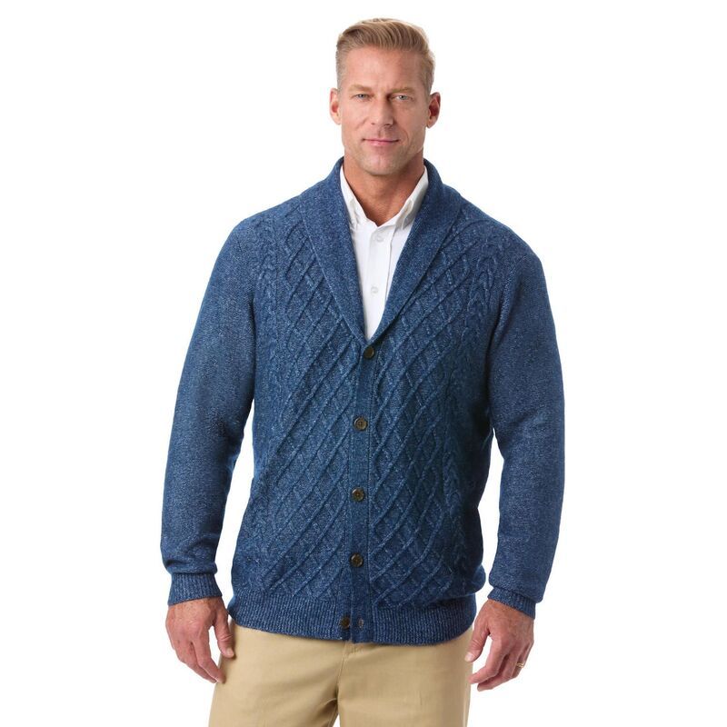 キングサイズ レディース アウター ニット・セーター トール カーディガン KingSize Mens Big Tall Soft Cable Knit Shawl Collar Cardigan I