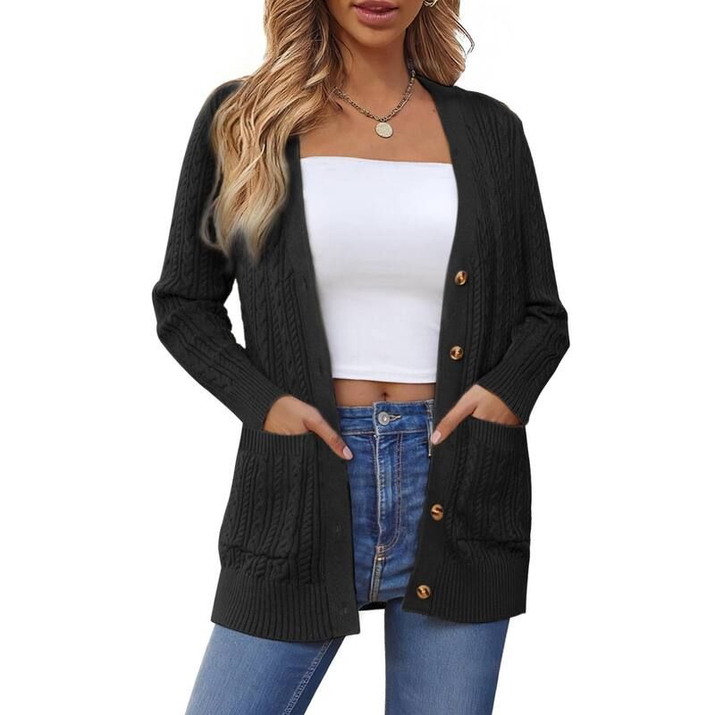 インスパイア シック レディース アウター ニット・セーター カーディガン INSPIRE CHICasual Sweater Cardigan for Womens Twist Knit Fall