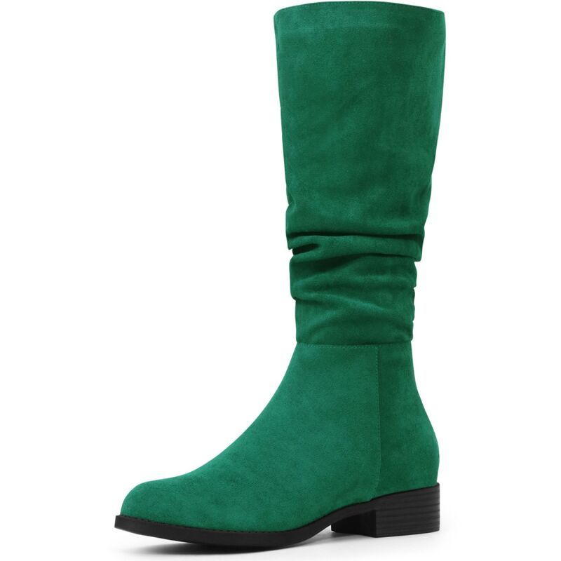 アレグラ ケー レディース シューズ ブーツ・レインブーツ ヒール ALLEGRA K Womenslouch Round Toe Low Heel Boots Knee High Boots Gre