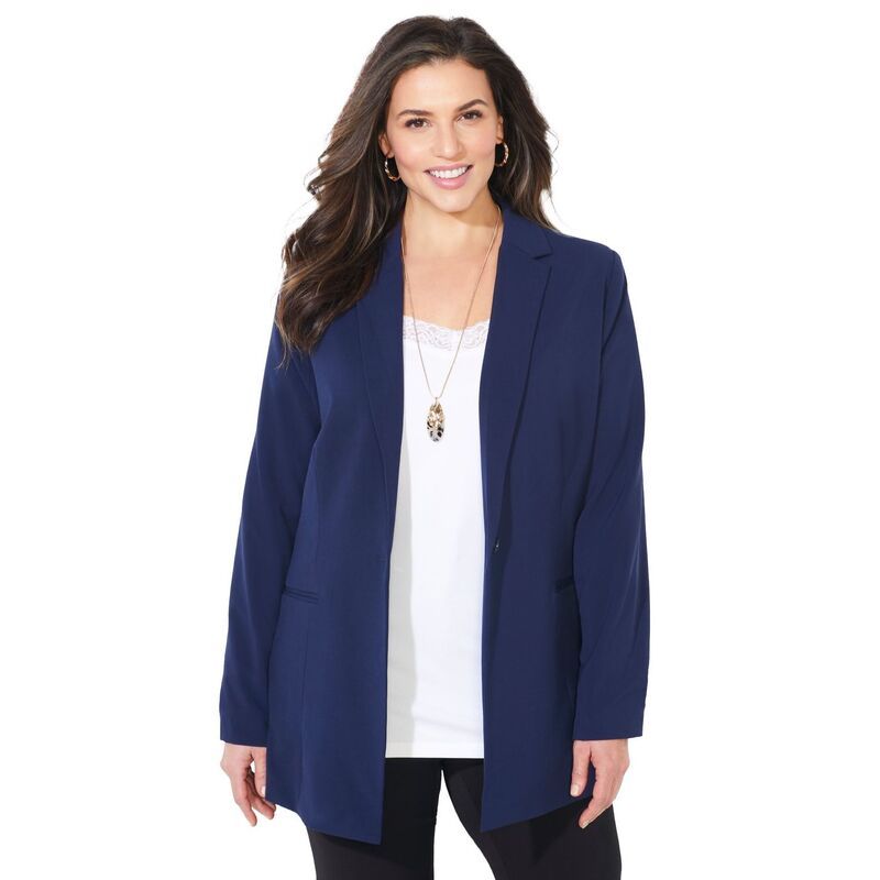 キャサリンズ レディース アウター ジャケット・ブルゾン プラスサイズ ブレザー Catherines Womens Plusize Right Fit Blazer Midnight