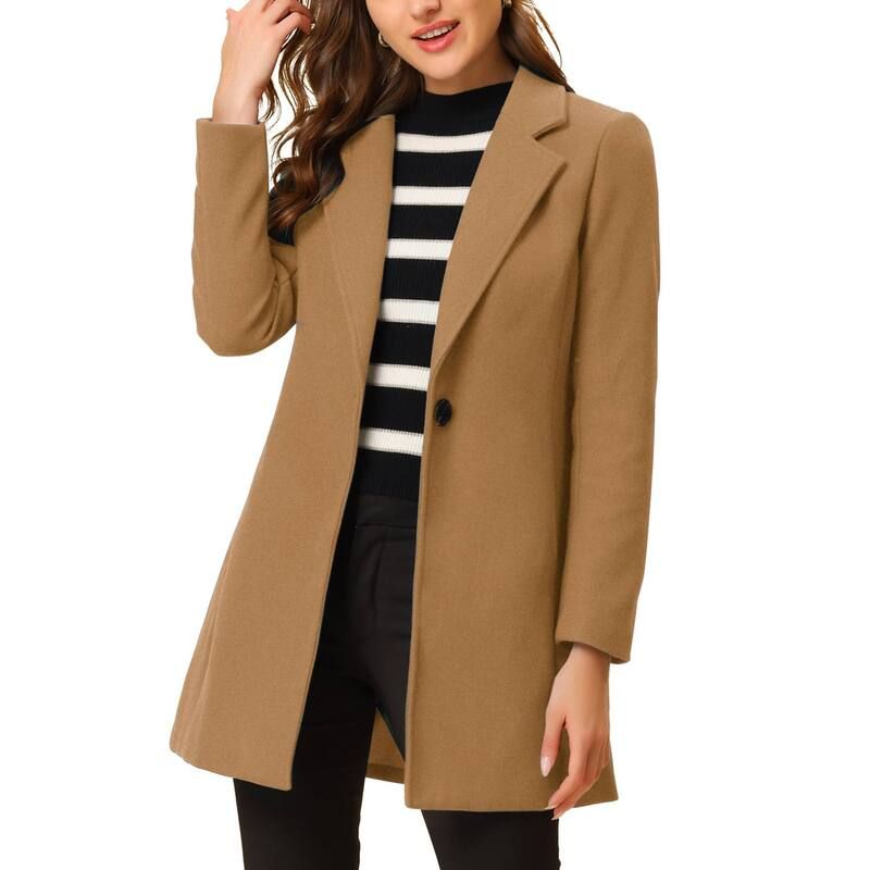 アレグラ ケー レディース アウター ジャケット・ブルゾン コート ALLEGRA K Womens Classic Notched Lapelong Sleeves Long Overcoat Ca
