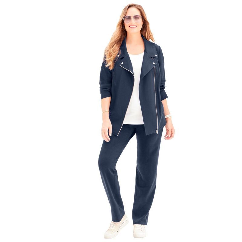 キャサリンズ レディース アウター ジャケット・ブルゾン プラスサイズ Catherines Womens Plusize Suprema Studio Moto Jacket Navy ネイビー