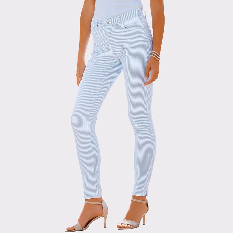 ラスカーナ レディース ボトムス カジュアルパンツ Lascana Womenstriped High Waisted Pants Blue And White ホワイト