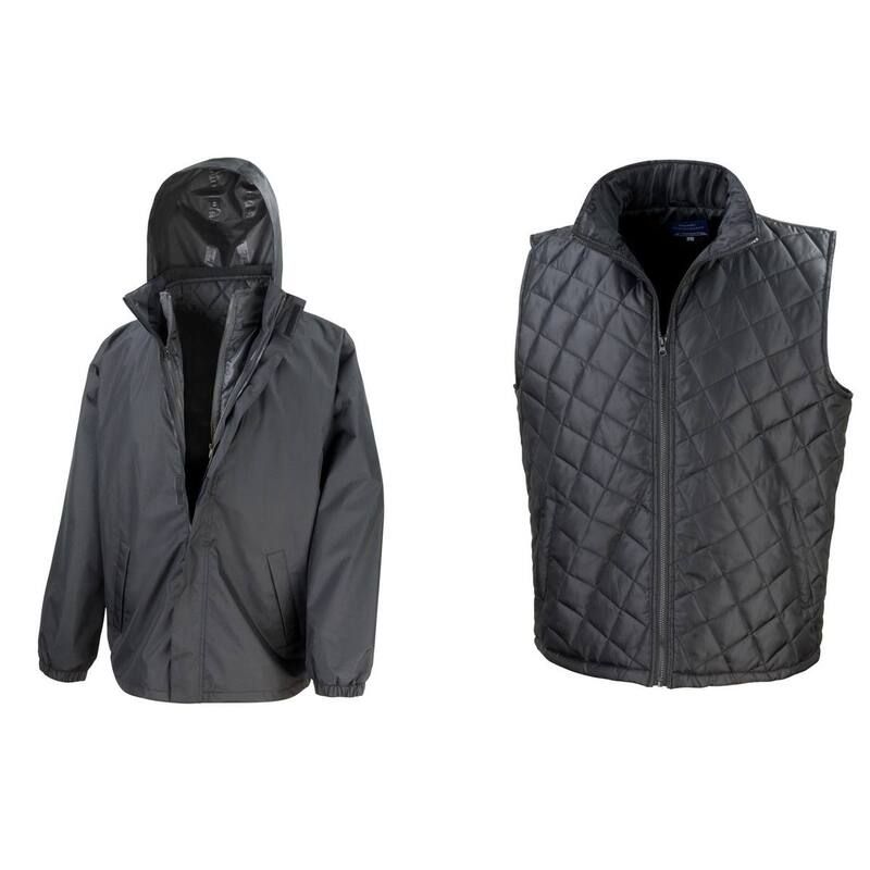 リザルト レディース アウター ジャケット・ブルゾン キルティング Result Mens Core 3in1 Jacket With Quilted Bodywarmer Jacket Black 18,115円