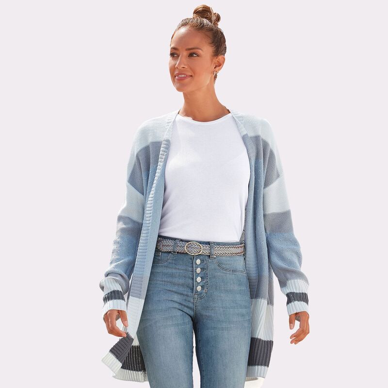 ラスカーナ レディース アウター ニット・セーター カーディガン Lascana Womens Color Block Cardigan Blue Multicolor ブルー