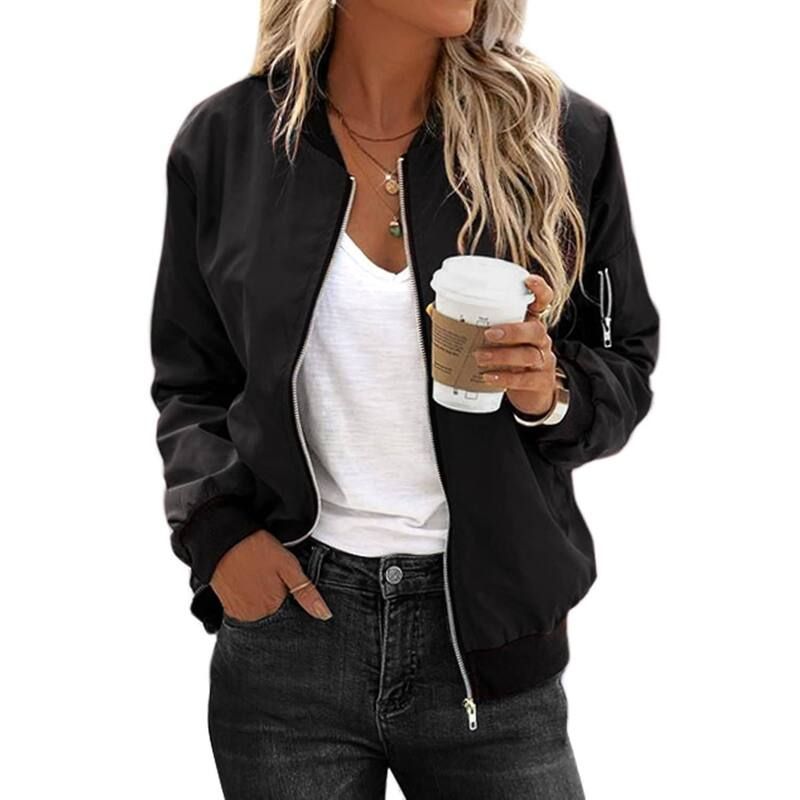 メガリテイラー レディース アウター ジャケット・ブルゾン MegaRetailer Women s Casual Bomber Jacket Black ブラック