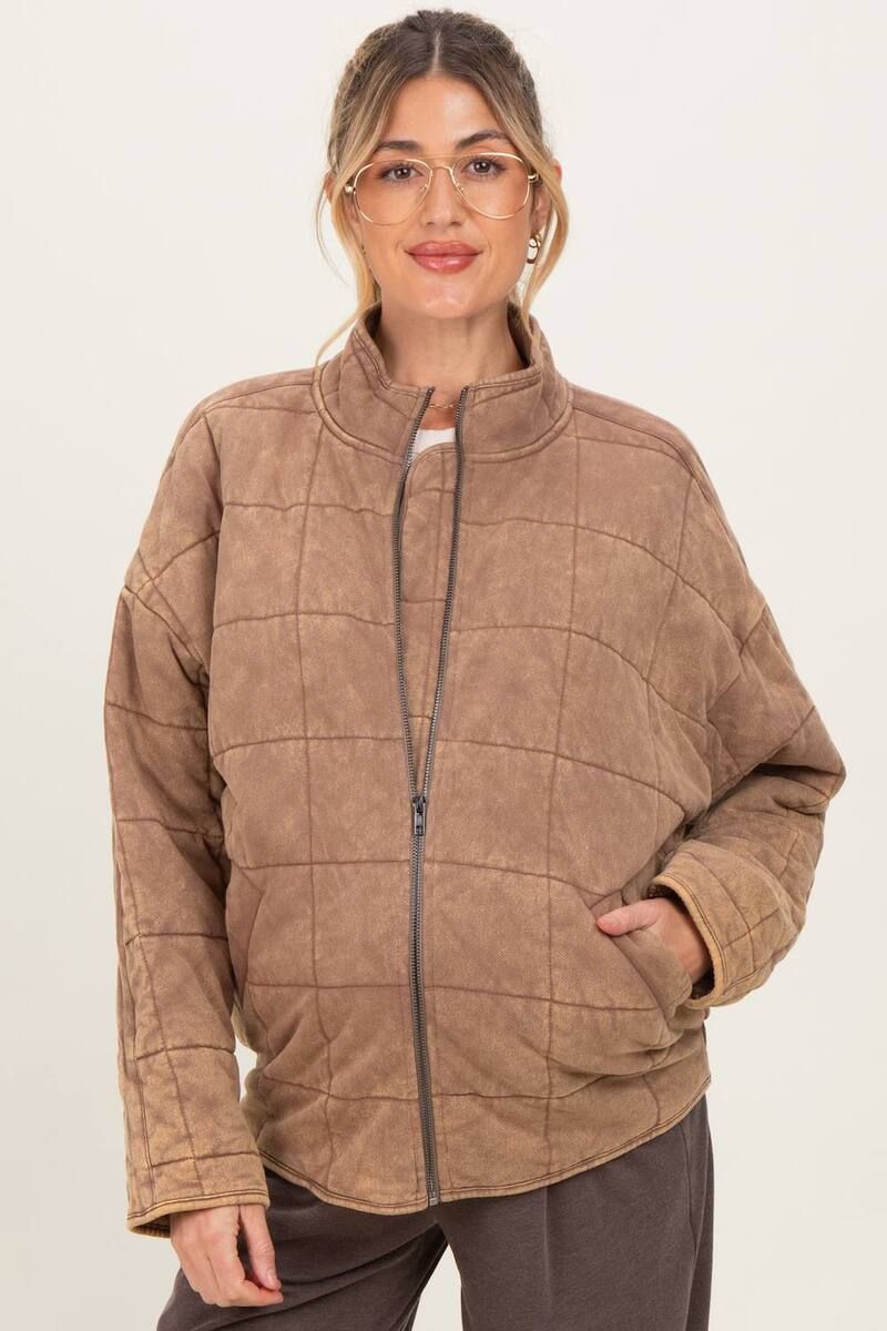 ピンクブラッシュ レディース アウター ジャケット・ブルゾン キルティング マタニティ PinkBlush Maternity Quilted Oversized Jacket Mocha モカ